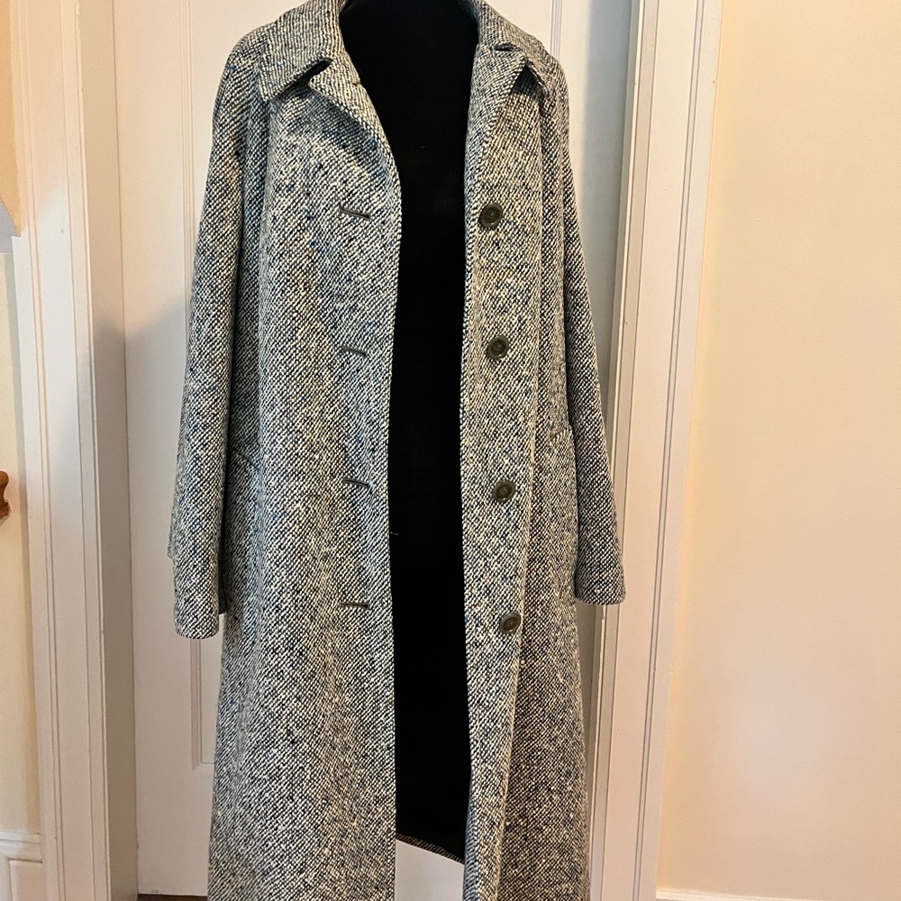 Burberry Gray Tweed Wool Blend Coat - Picture 10 of 10